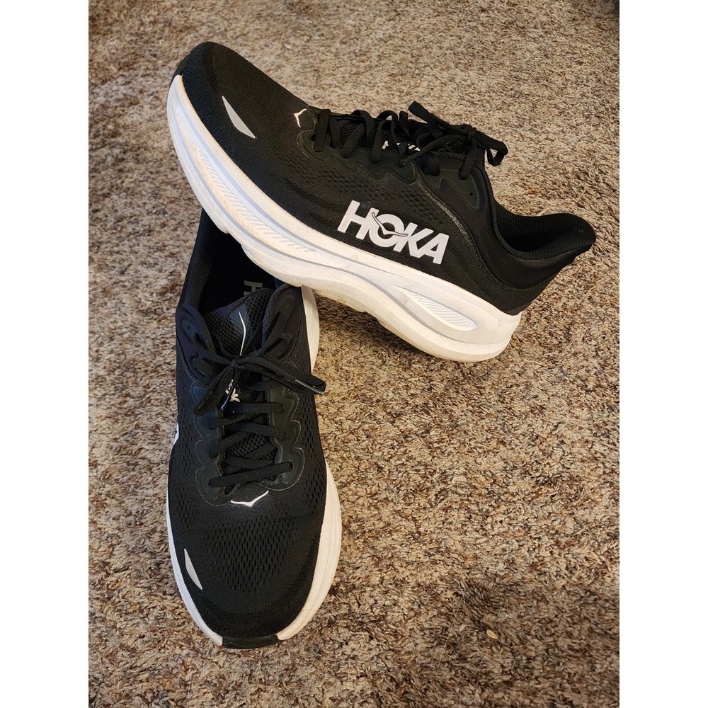 Hoka Bondi 9 Black White Running Shoes Men's Size 13 D 1162011-BWHT